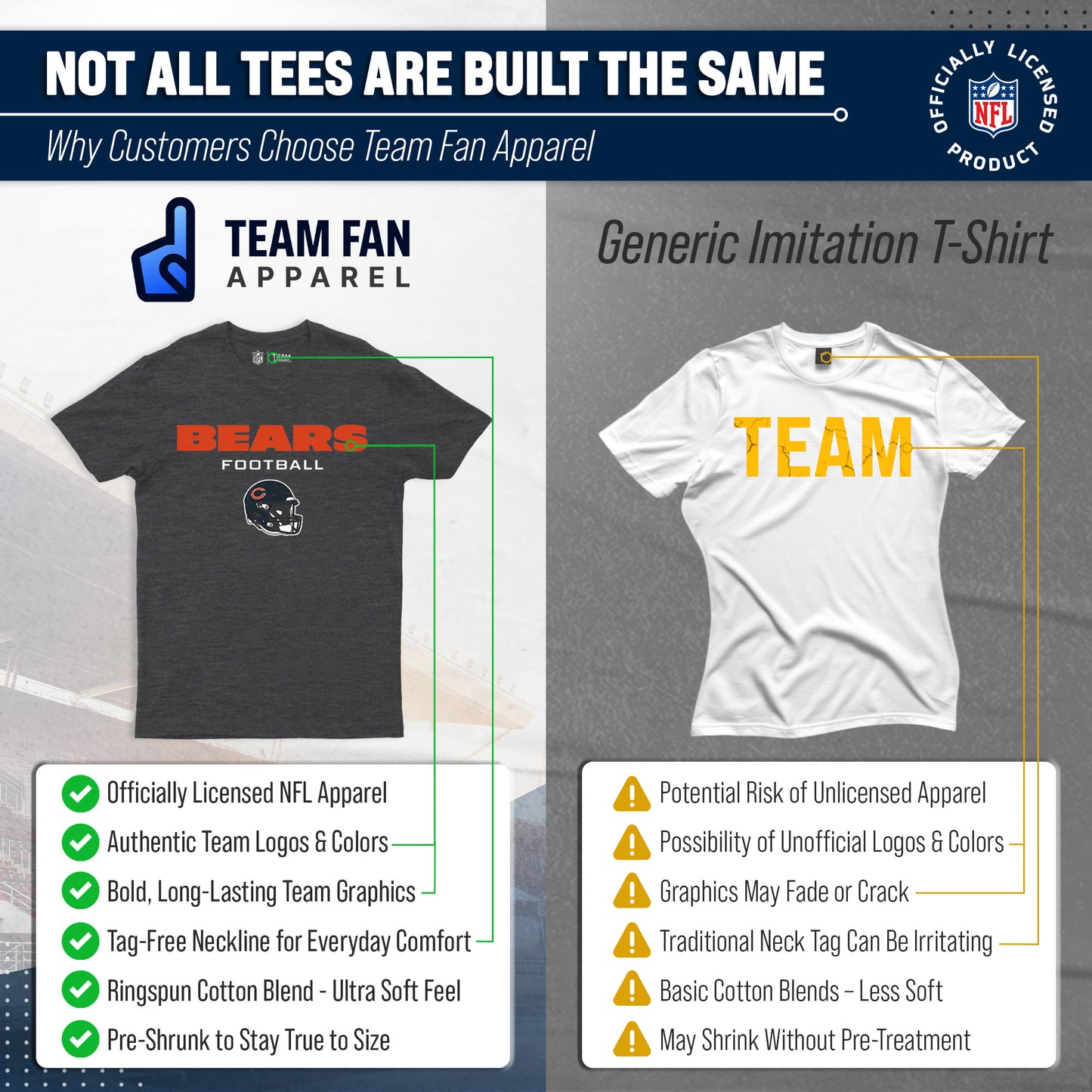 Chicago Bears NFL Adult Football Helmet Tagless T-Shirt - Charcoal