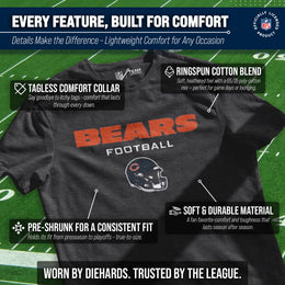 Chicago Bears NFL Adult Football Helmet Tagless T-Shirt - Charcoal