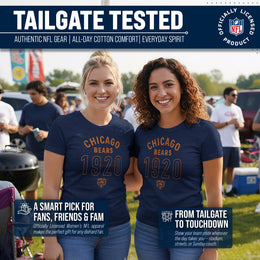 Chicago Bears NFL Womens Big Date Tag-Less T-Shirt - Navy