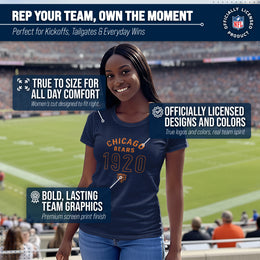 Chicago Bears NFL Womens Big Date Tag-Less T-Shirt - Navy
