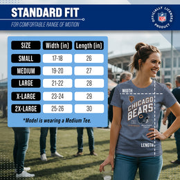 Chicago Bears NFL Womens Distressed Helmet Tag-Less Soft T-Shirt - Blue Heather