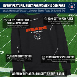 Chicago Bears NFL Womens Helmet French Terry Slouchy Top - Charcoal