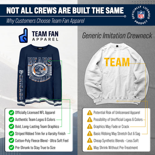 Chicago Bears  NFL Franchise Striped Rib Oversized Crewneck Men - Navy