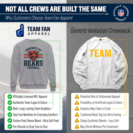 Chicago Bears NFL Adult Property Of Crewneck Fleece Sweatshirt - Sport Gray