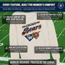 Chicago Bears NFL Womens Vintage Charm French Terry Slouchy Top - Birch