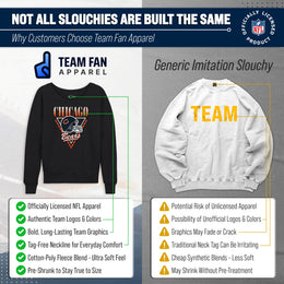 Chicago Bears NFL Womens Retro Triangle French Terry Slouchy Top- Raglan Sleeves - Heather Charcoal