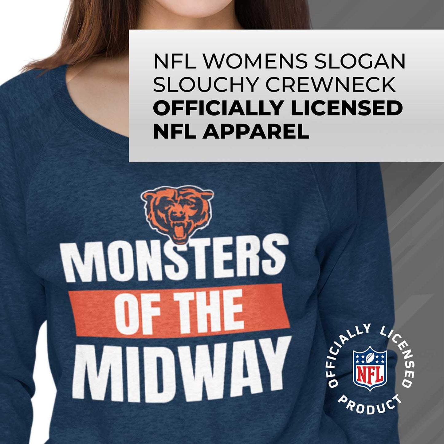 Chicago Bears NFL Womens Plus Size Team Slogan Crew Neck - Navy