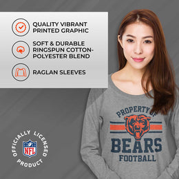 Chicago Bears NFL Womens Plus Size Property of Lightweight Crew Neck - Sport Gray