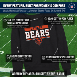 Chicago Bears NFL Womens Team Block French Terry Slouchy Top - Charcoal
