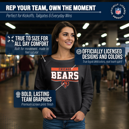Chicago Bears NFL Womens Team Block French Terry Slouchy Top - Charcoal