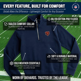 Chicago Bears NFL Adult Unisex Team Logo Quarter Zip Pullover Sweatshirt - Navy