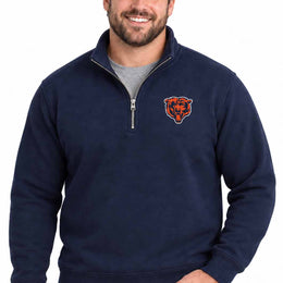 Chicago Bears  NFL Men's Quarter Zip Fleece Pullover Unisex Sweatshirt - Navy