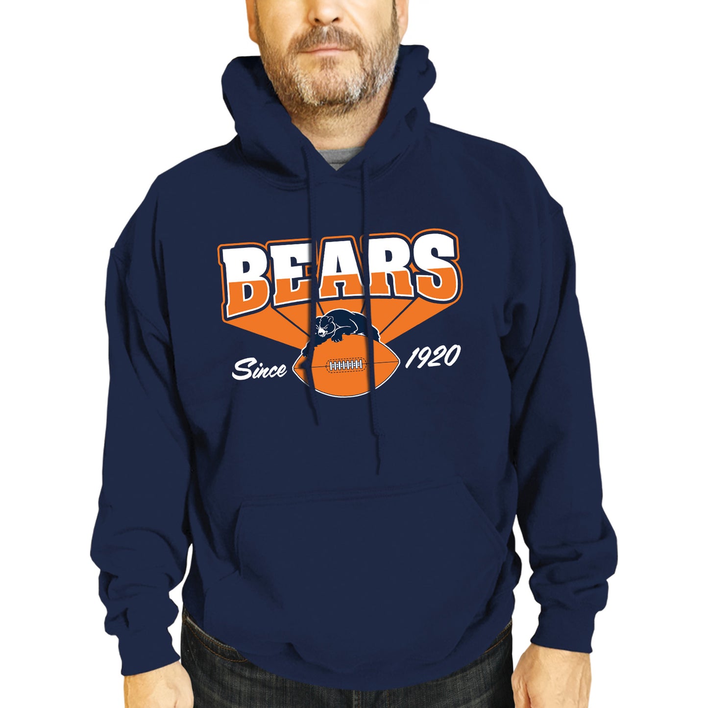 Chicago Bears NFL Adult Unisex Vintage Block Ultra Soft Fleece Hooded Sweatshirt - Navy