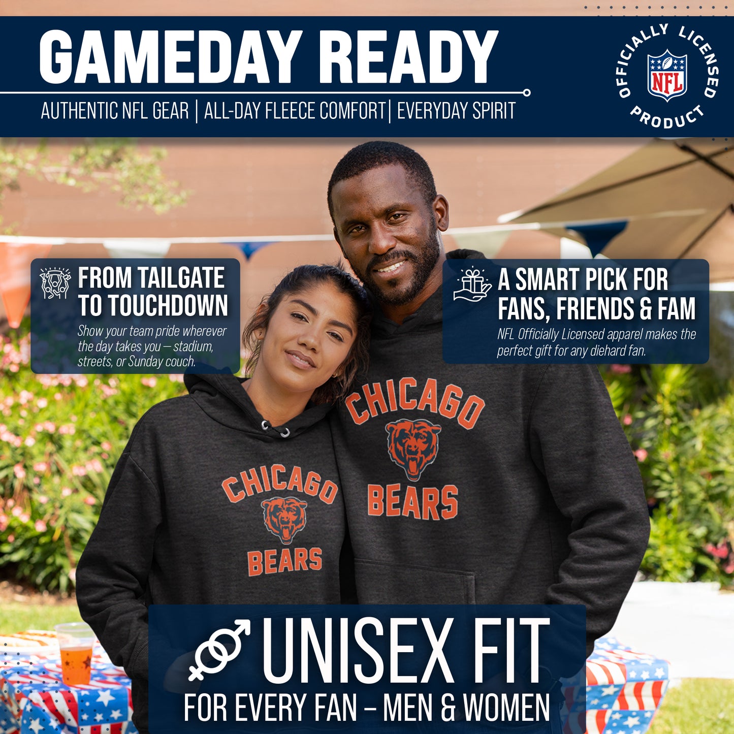 Chicago Bears Team Fan Apparel NFL  Gameday Hoodie - Heathered Charcoal
