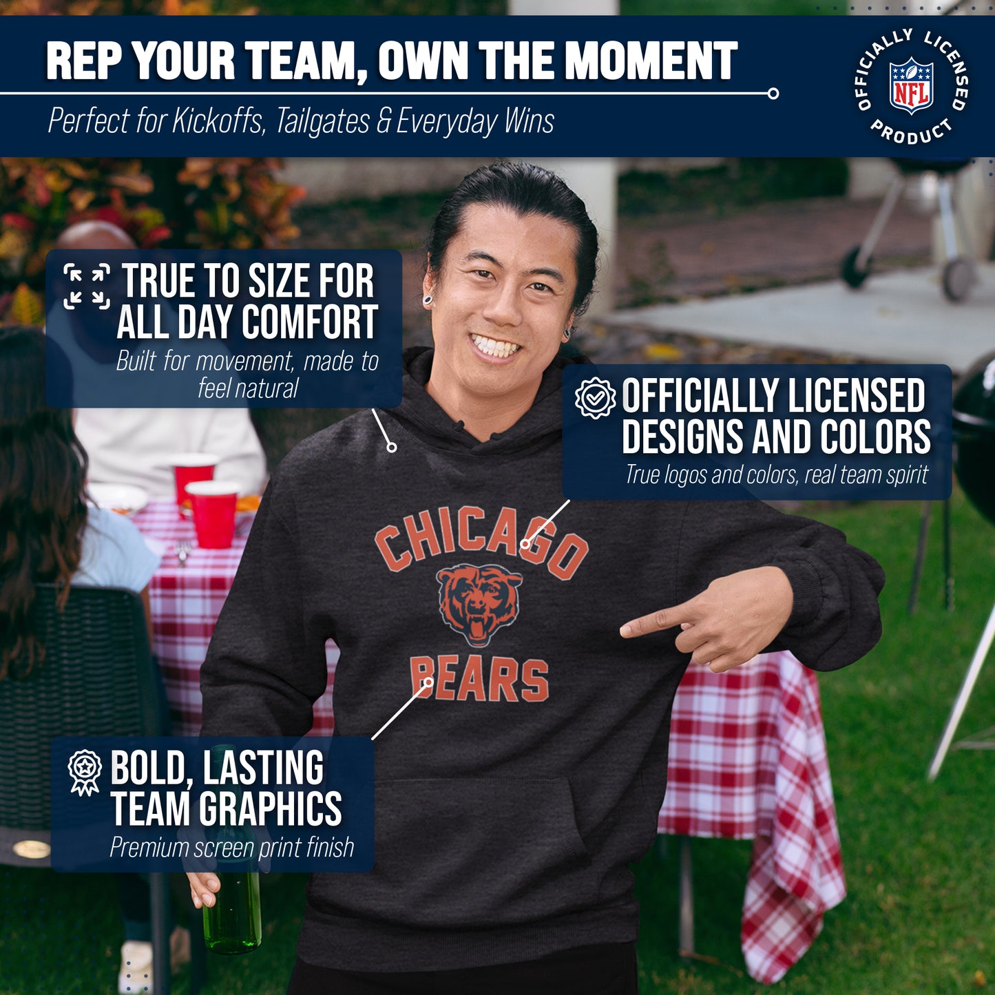 Chicago Bears Team Fan Apparel NFL  Gameday Hoodie - Heathered Charcoal