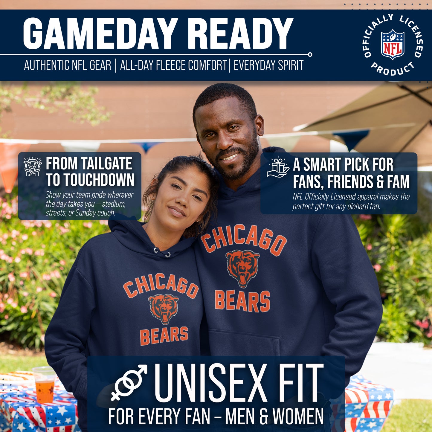 Chicago Bears Team Fan Apparel NFL  Gameday Hoodie - Navy
