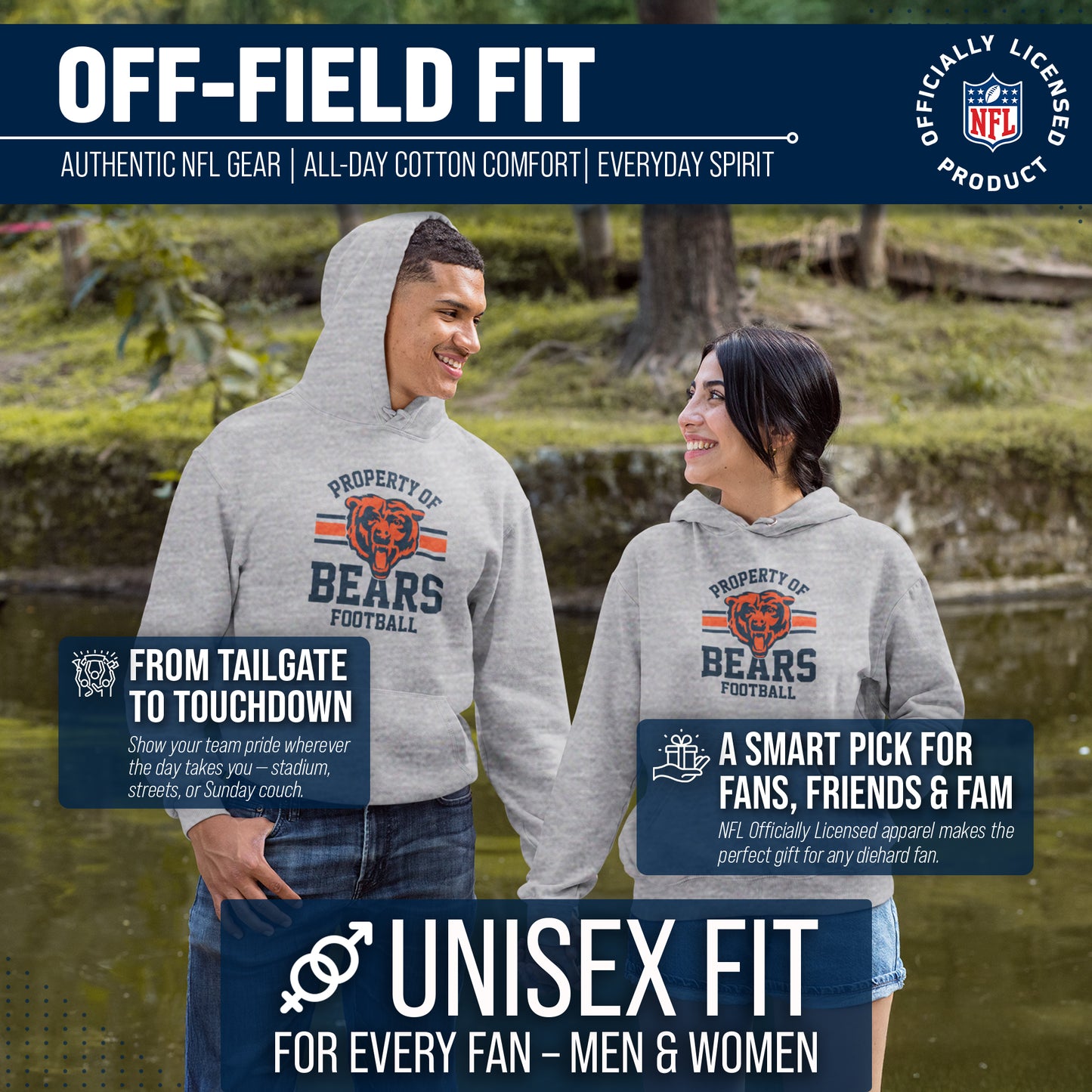 Chicago Bears NFL Adult Property Of Hooded Sweatshirt - Sport Gray