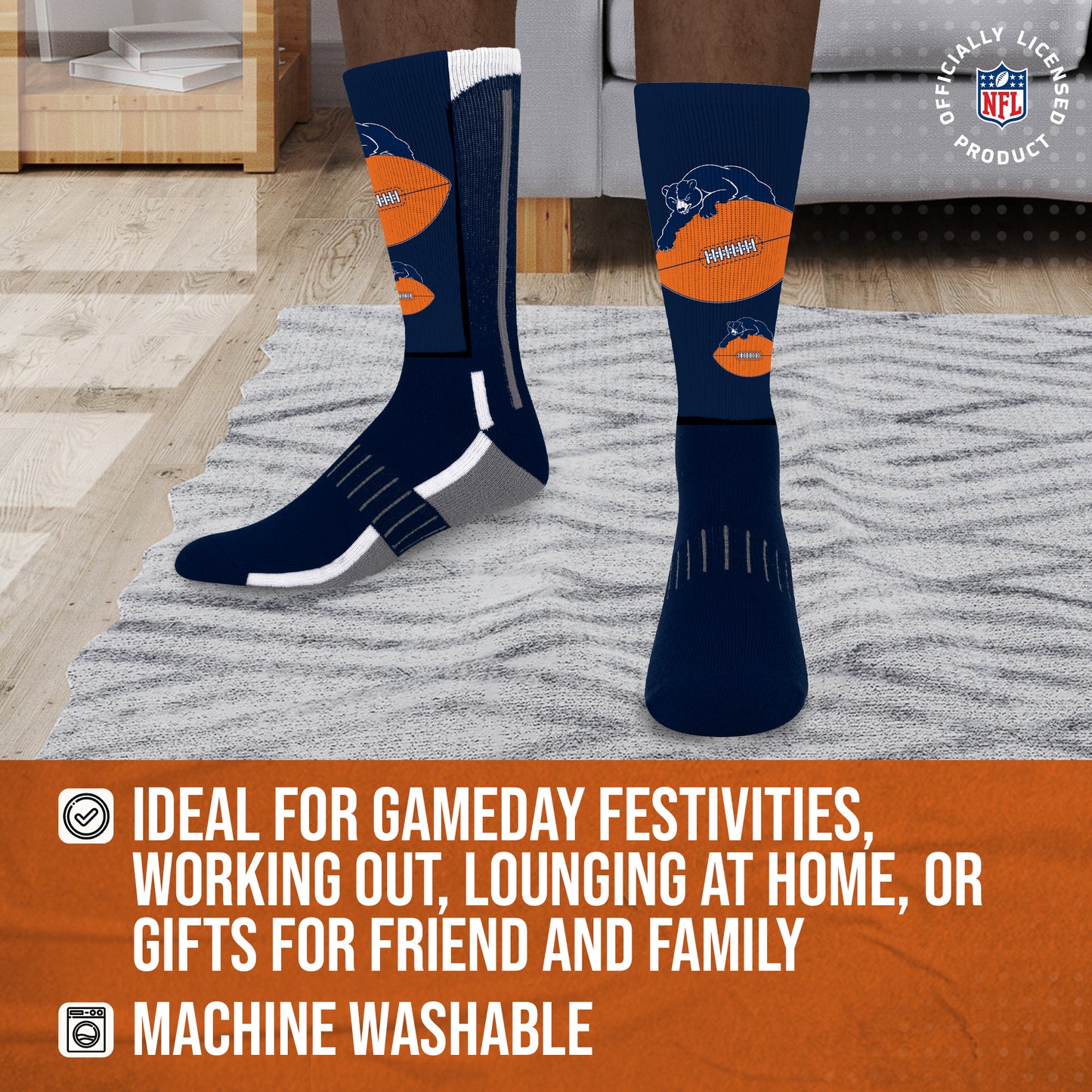 Chicago Bears NFL Youth V Curve Socks - Navy