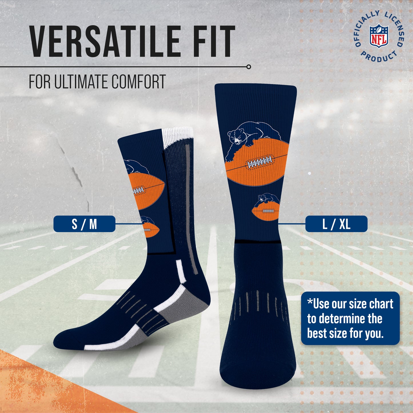 Chicago Bears NFL Youth V Curve Socks - Navy