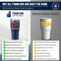Chicago Bears  30 oz Stripe Powder Coat Tumbler | NFL Stainless - Navy