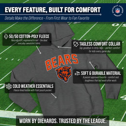 Chicago Bears NFL Youth Home Team Hoodie- Kids Hooded Sweatshirt - Sport Gray