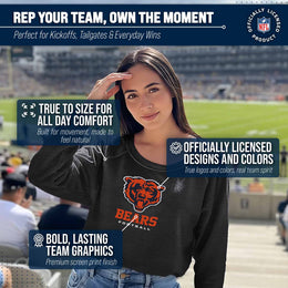 Chicago Bears NFL Womens Ultimate Fan French Terry Slouchy Top- Raglan Sleeves - Charcoal