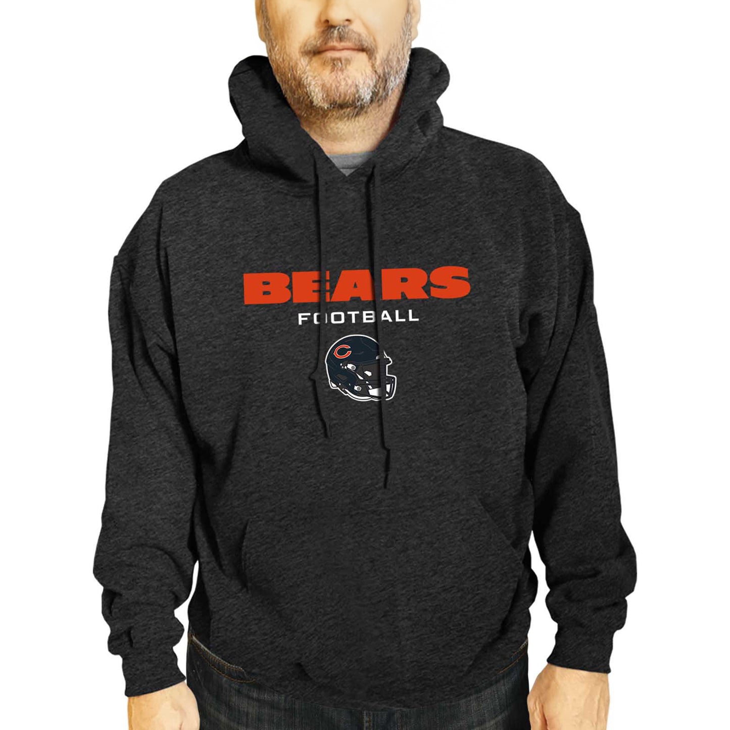 Chicago Bears Adult NFL Football Helmet Heather Hooded Sweatshirt  - Charcoal