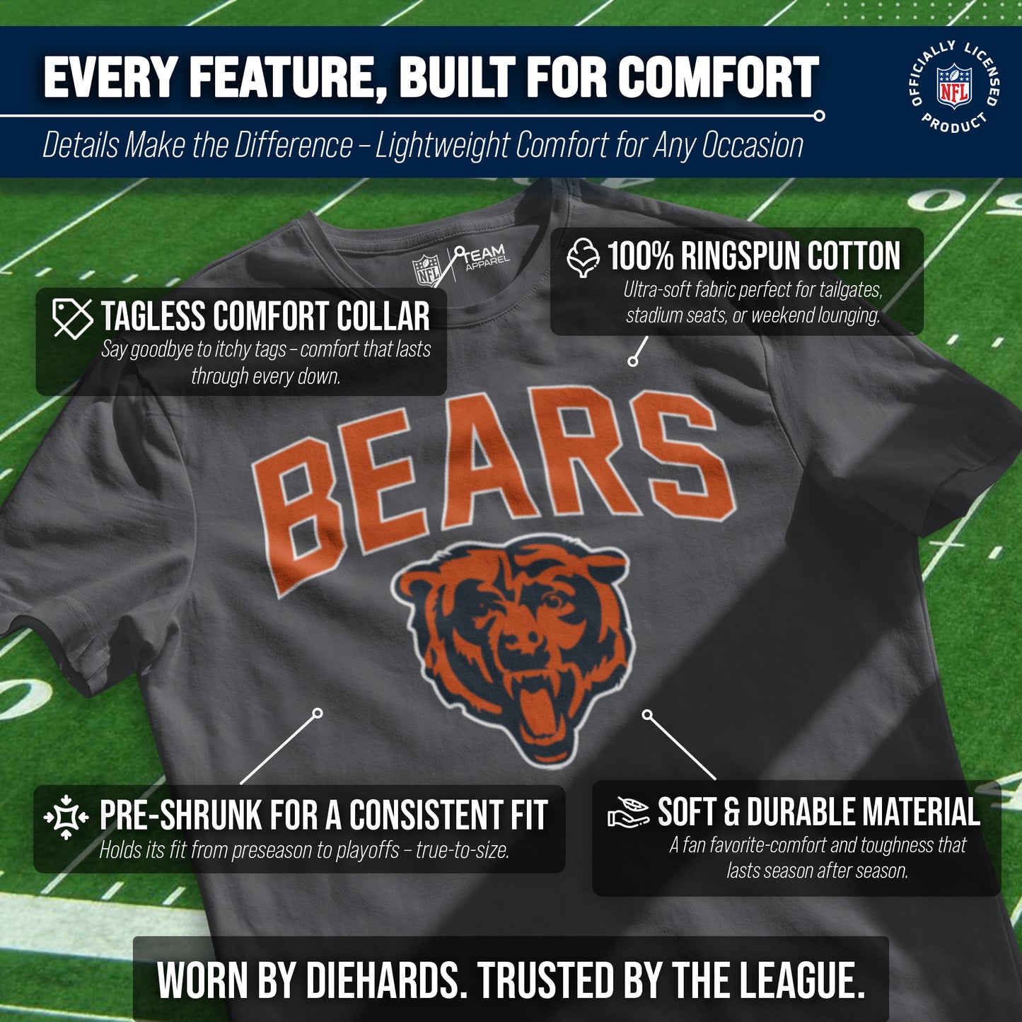 Chicago Bears NFL Home Team Tee - Gray