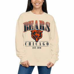 Chicago Bears Womens NFL Starstruck Crewneck Pullover - Cream