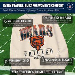 Chicago Bears Womens NFL Starstruck Crewneck Pullover - Cream