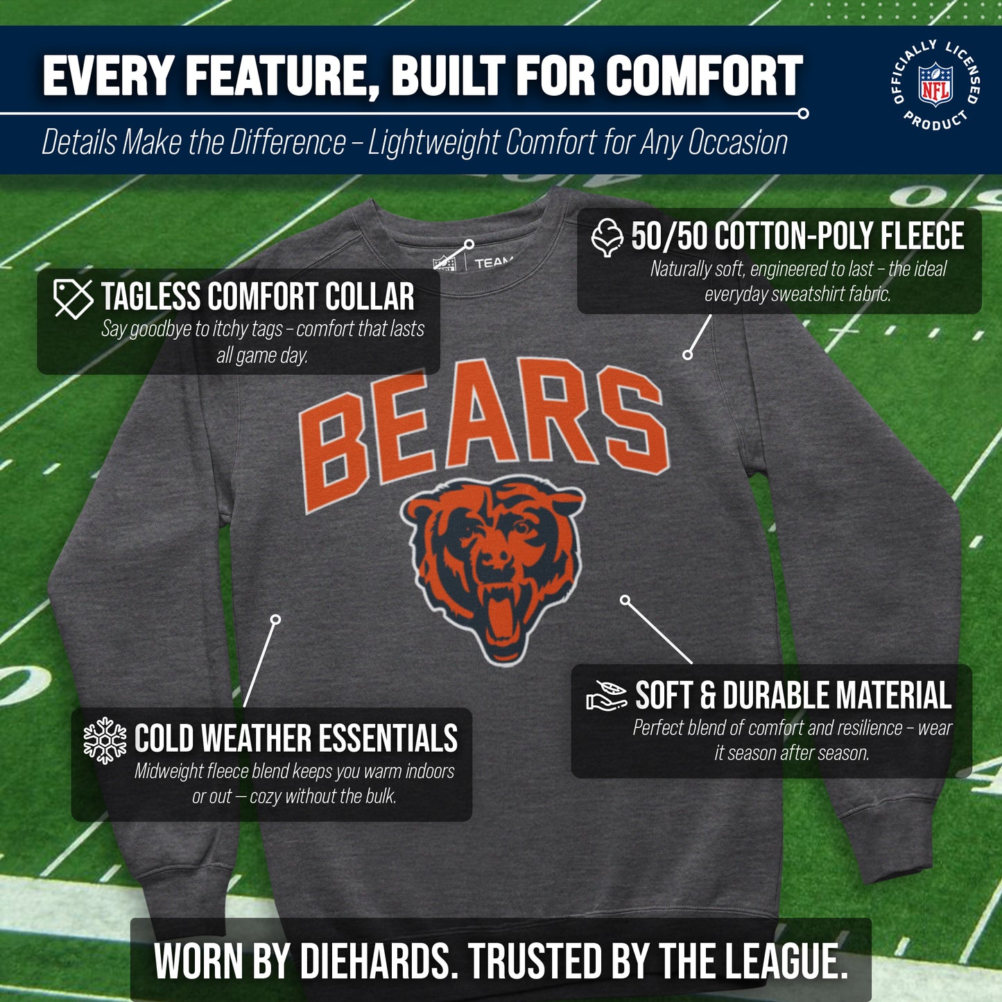 Chicago Bears NFL Home Team Crew - Gray