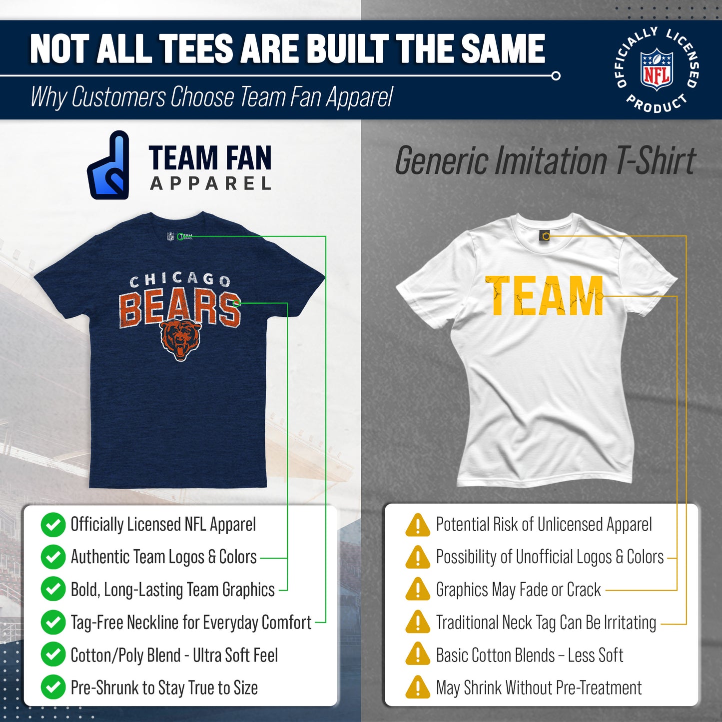 Chicago Bears NFL Starting Fresh Short Sleeve Heather T-Shirt - Navy