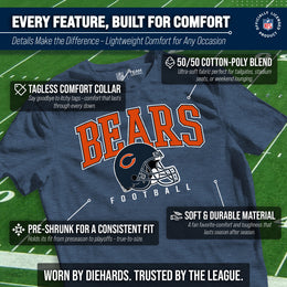 Chicago Bears NFL Adult All Star Heather Tag-Less T-Shirt - Navy Heather