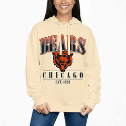 Chicago Bears Team Fan Apparel NFL Women's  Starstruck Fleece Pullover Hoodie - Cream