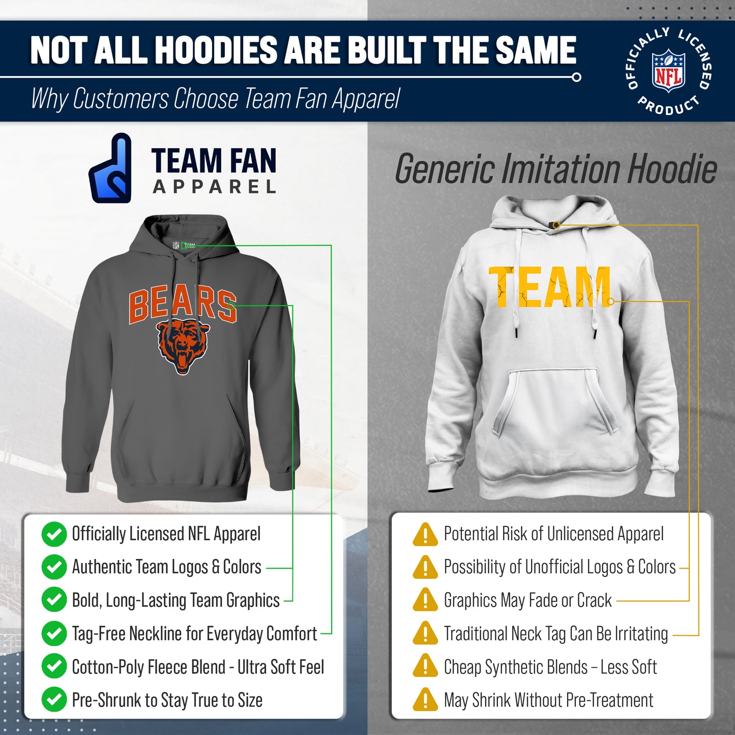 Chicago Bears NFL Home Team Hoodie - Gray
