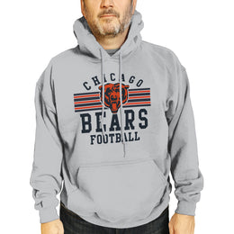 Chicago Bears NFL Team Stripe Hooded Sweatshirt- Soft Pullover Sports Hoodie For Men & Women - Sport Gray