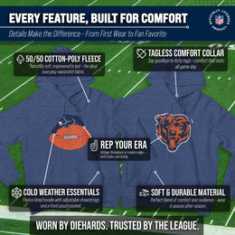 Chicago Bears NFL Adult Unisex Modern Throwback Ultra Soft Fleece Hooded Sweatshirt - Indigo/Navy
