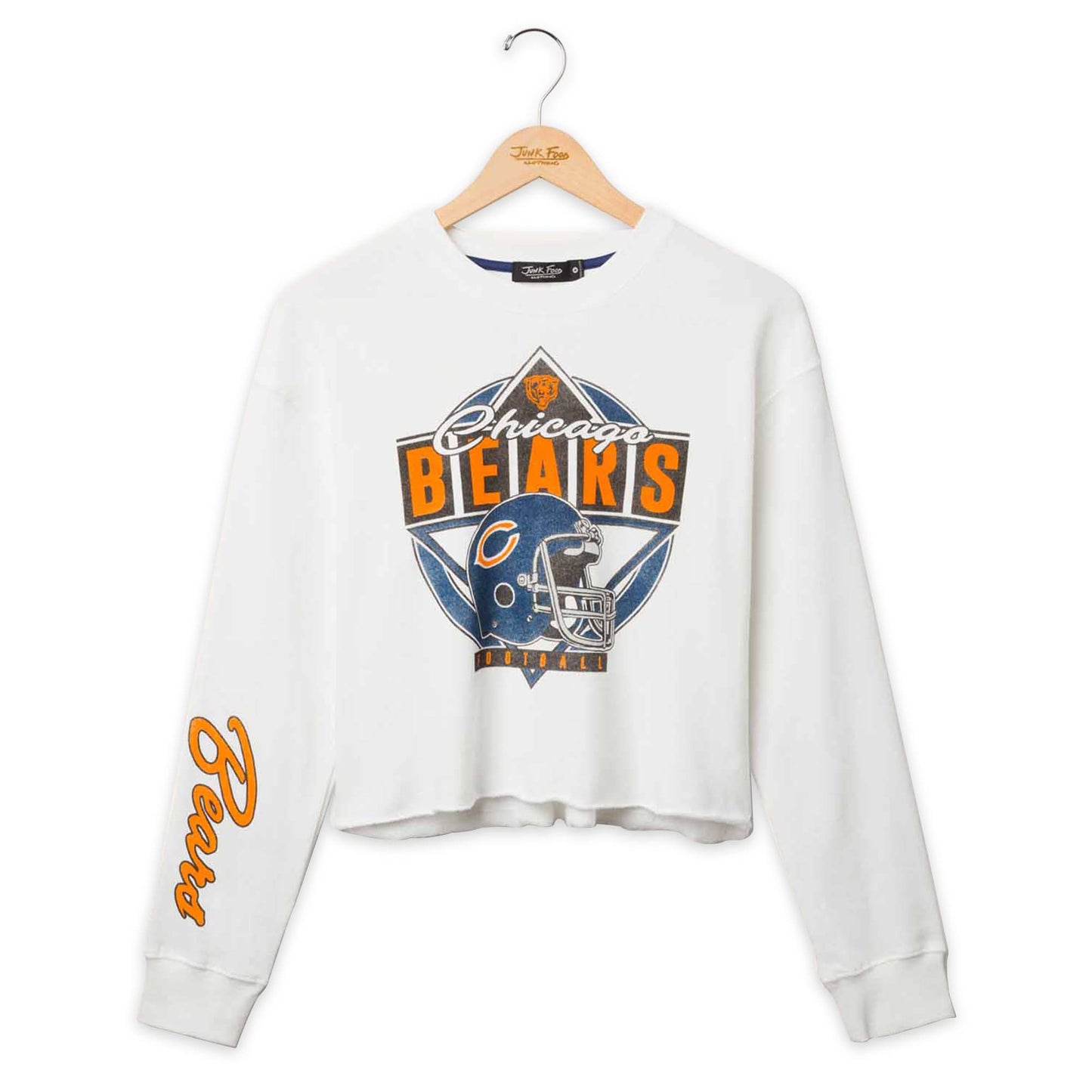 Chicago Bears Junk Food NFL  Women's Franchise Vintage Crop Crewneck - White