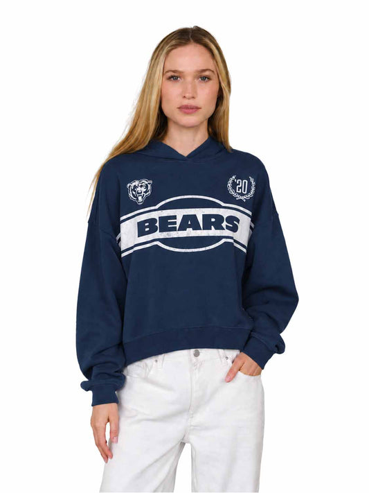 Chicago Bears  NFL Women's Franchise Oversized Crop Hoodie Cotton Fleece - Navy