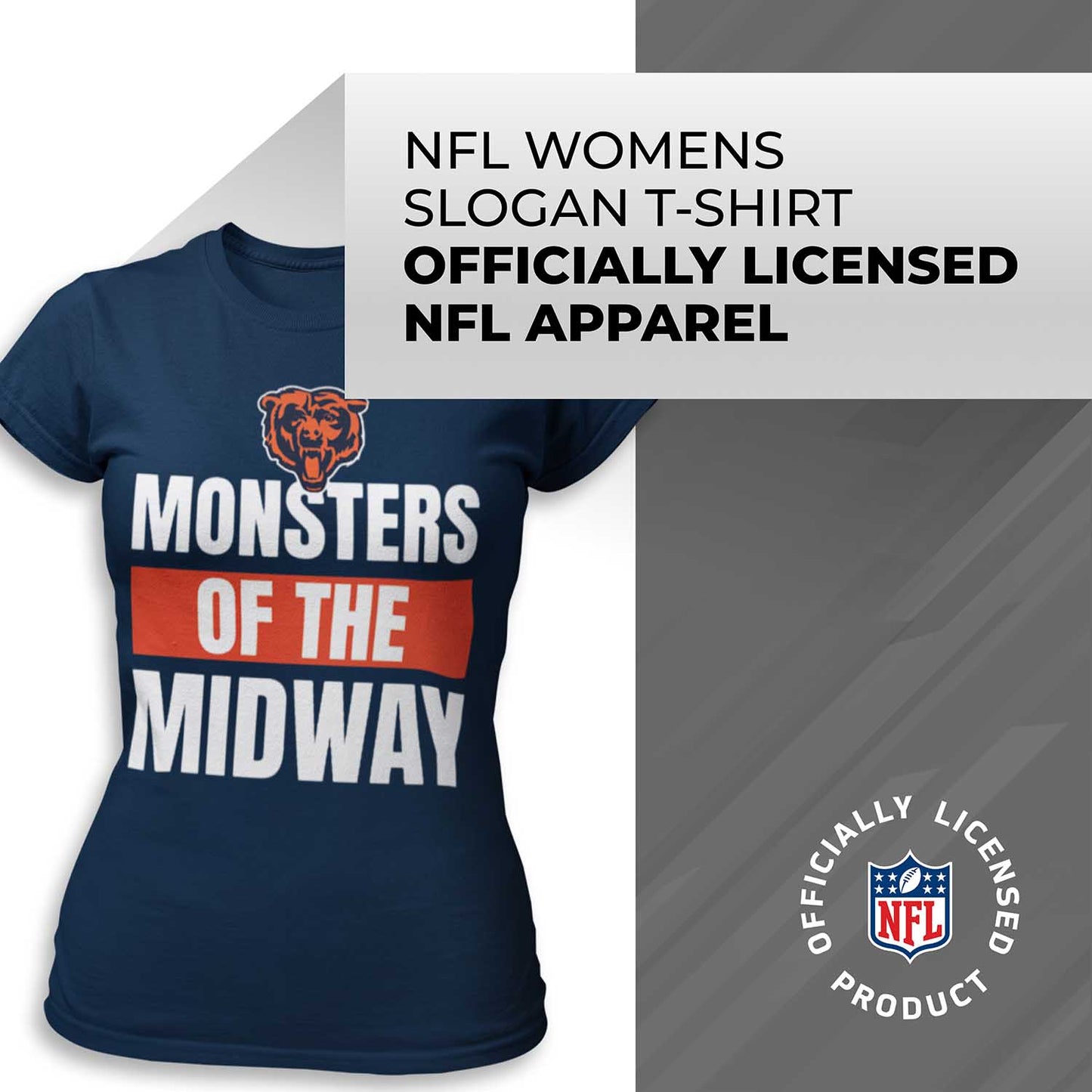 Chicago Bears NFL Womens Plus Size Team Slogan Short Sleeve T-Shirt - Navy