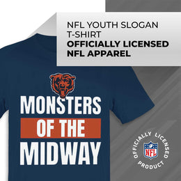 Chicago Bears NFL Youth Team Slogan Short Sleeve Lightweight T Shirt - Navy