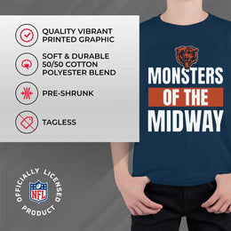 Chicago Bears NFL Youth Team Slogan Short Sleeve Lightweight T Shirt - Navy