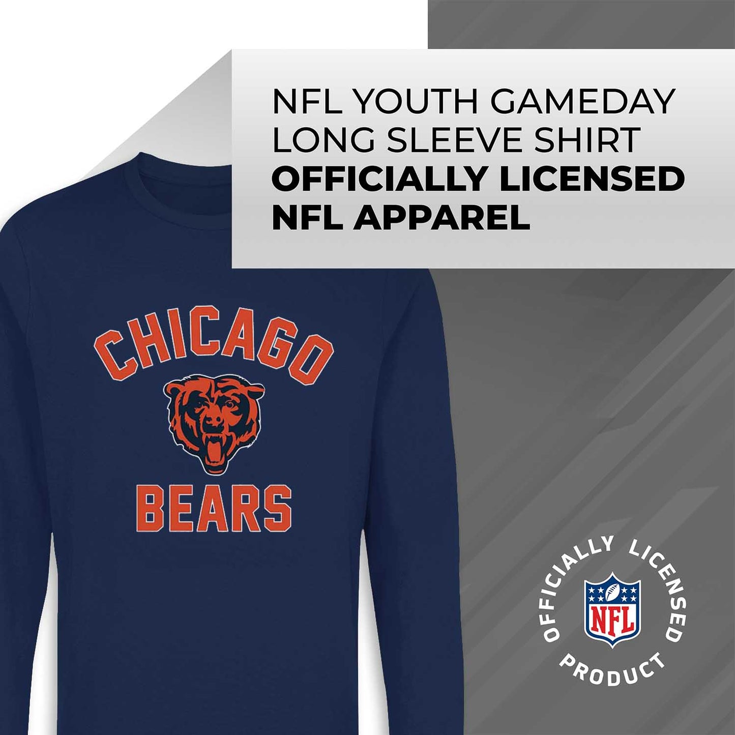 Chicago Bears NFL Gameday Youth Football Long Sleeve Shirt - Navy