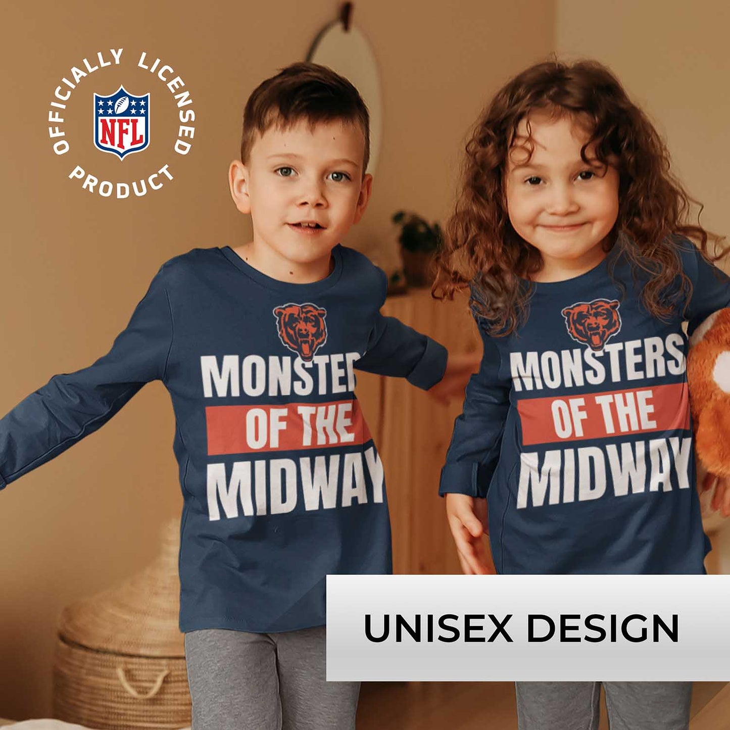 Chicago Bears NFL Youth Team Slogan Long Sleeve Shirt  - Navy
