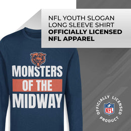 Chicago Bears NFL Youth Team Slogan Long Sleeve Shirt  - Navy