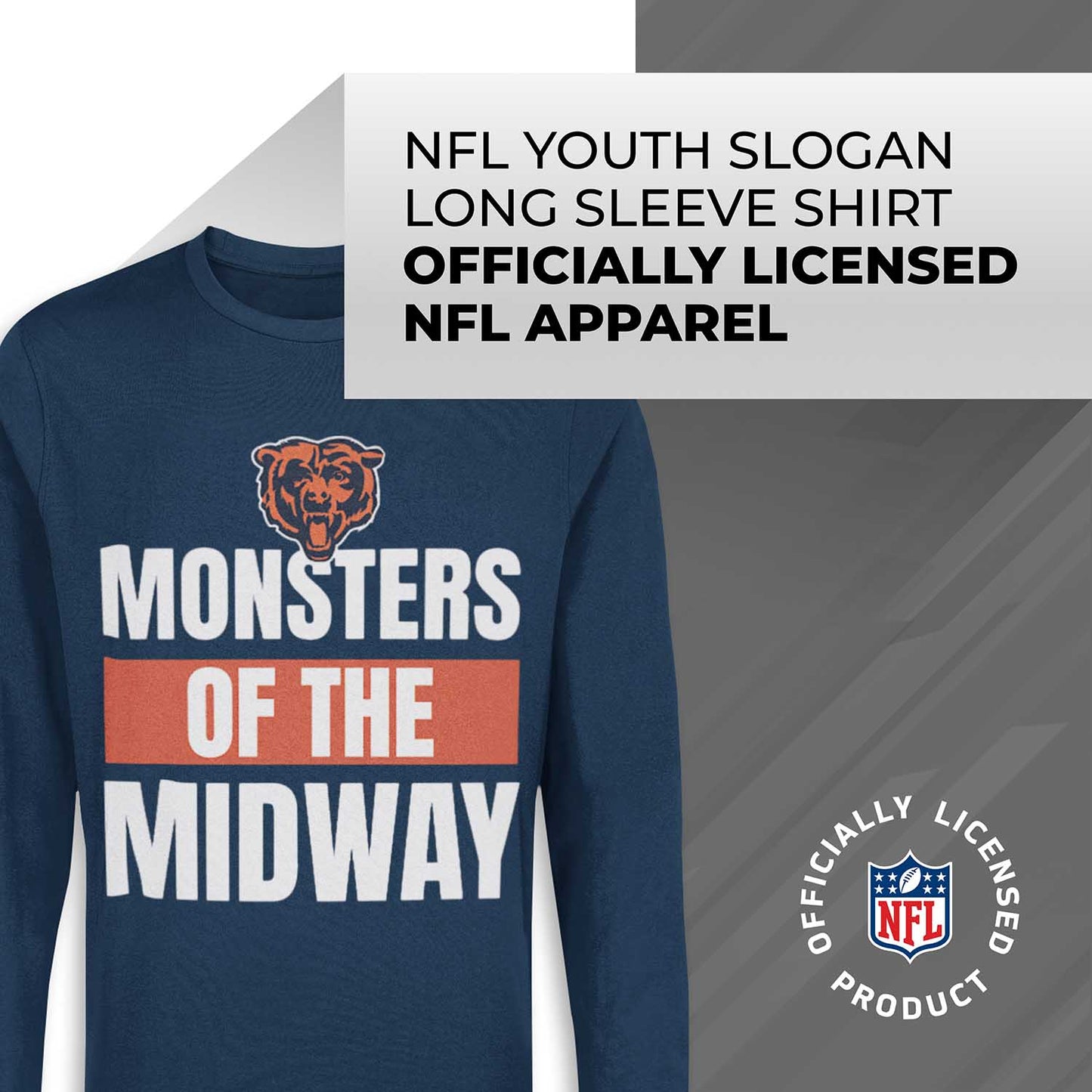 Chicago Bears NFL Youth Team Slogan Long Sleeve Shirt  - Navy