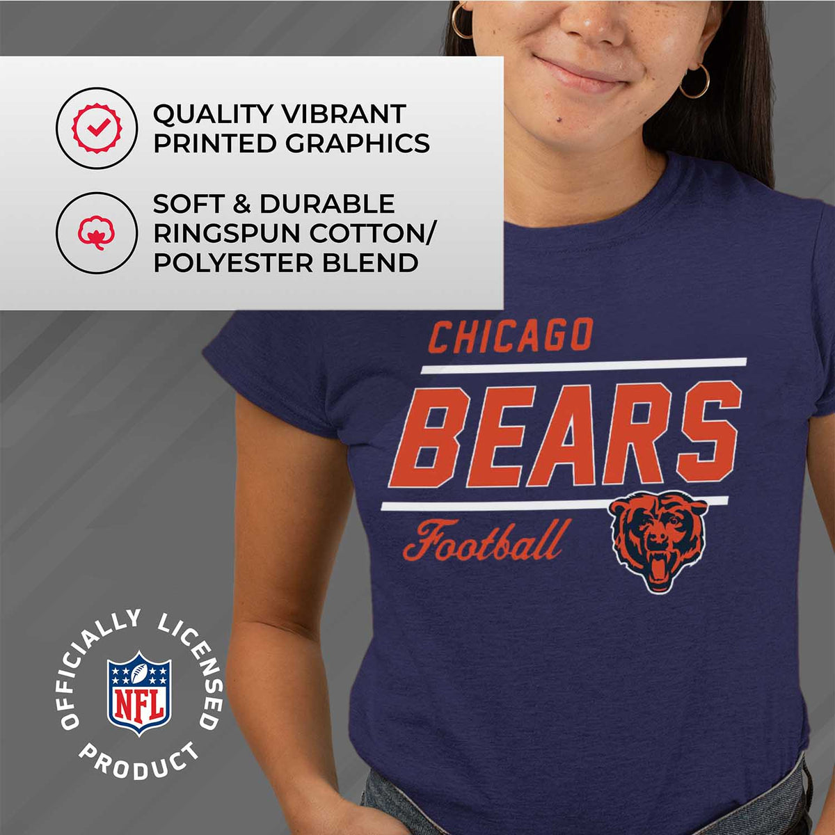 Chicago Bears  Women's Plus Size NFL Gameday T-Shirt Relaxed Fit - Navy