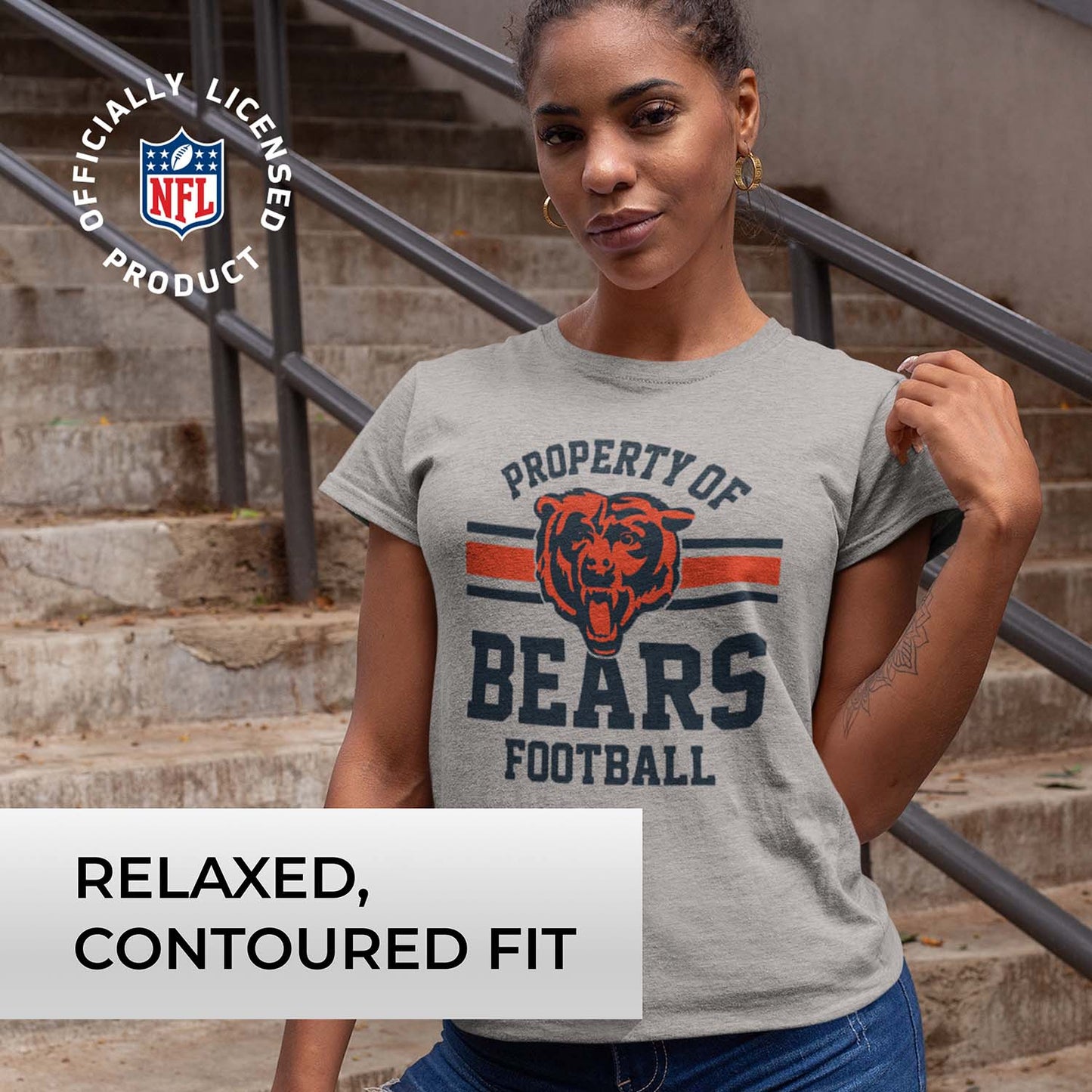 Chicago Bears NFL Women's Property Of Lightweight Plus Size T-Shirt - Sport Gray