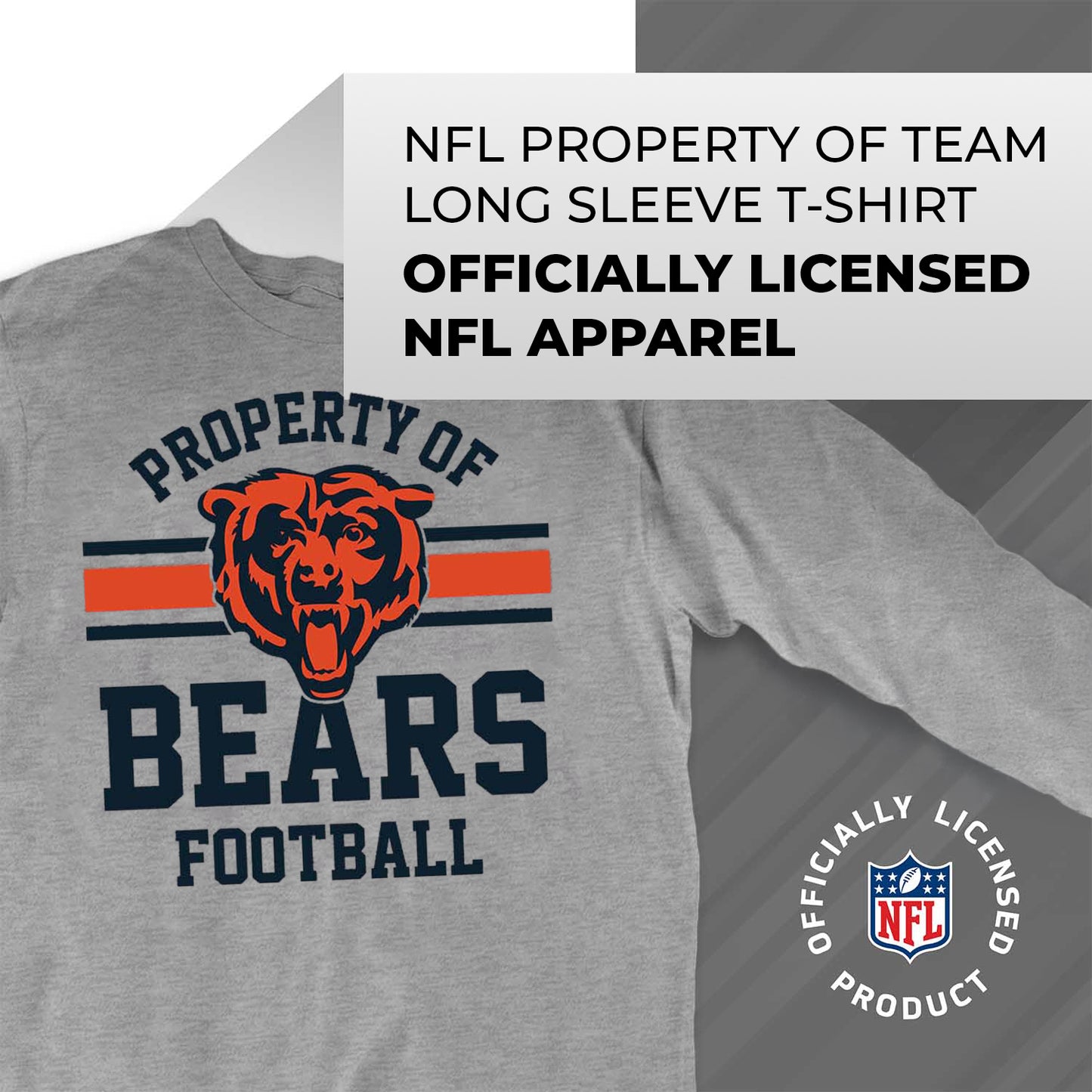 Chicago Bears NFL Adult Property Of Long SleeveT Shirt - Sport Gray