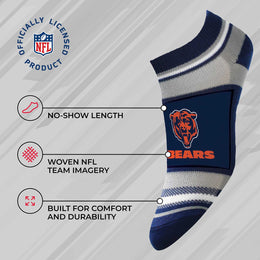 Chicago Bears NFL Adult Marquis Addition No Show Socks - Navy